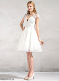 V-neck With Sequins Knee-Length A-Line Wedding Lace Dress Tulle Appliques Amiya Beading Wedding Dresses Lace