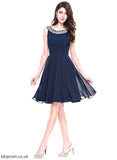 Cocktail Knee-Length Dress Ruffle Scoop Cocktail Dresses A-Line Beading Haley Neck With Chiffon