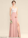 Neckline Silhouette Embellishment Fabric SplitFront Length A-Line Floor-Length V-neck Rhianna Bridesmaid Dresses