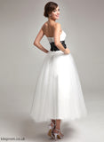 Lace Marlie Dress Wedding Tea-Length Wedding Dresses Sash Tulle Bow(s) Strapless Beading With Ball-Gown/Princess