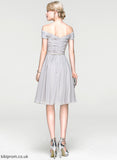 Chiffon Cocktail Dresses Off-the-Shoulder With Cocktail Dress Ruffle Setlla Knee-Length Beading A-Line