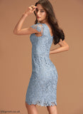 Lace Knee-Length Cocktail Dresses Scoop With Lace Cocktail Neck Dress Jayda Sheath/Column