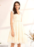 A-Line Knee-Length V-neck Dress Aylin Wedding Dresses With Wedding Lace