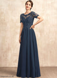 Sequins Mother of the Bride Dresses Chiffon Mother Dress Lace Neck Ayana the of With Bride Floor-Length Scoop Beading A-Line