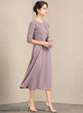 Tea-Length of Ruffle Chiffon Dress Jacquelyn Bride Mother of the Bride Dresses Neck Scoop A-Line the With Mother