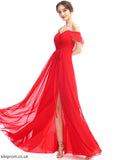Neckline Length SplitFront Off-the-Shoulder Fabric Floor-Length Silhouette A-Line Embellishment Ruffle Maddison Bridesmaid Dresses