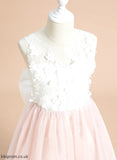 Flower Dress With Girl Tulle Flower Girl Dresses Neck Louise Sleeveless Scoop A-Line Lace/Flower(s)/Bow(s) Tea-length -