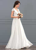 Lace Dress Wedding Dresses Chiffon V-neck Floor-Length A-Line Ruffle With Wedding Kaitlynn