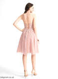 With Knee-Length Camryn Lace Scoop Homecoming Dresses Homecoming Dress Tulle Neck A-Line