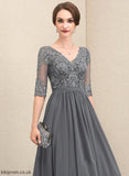 Mother of the Bride Dresses of Dress Mother A-Line Ankle-Length Chiffon Lace the V-neck Kaylyn Bride