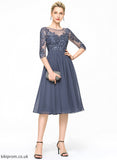 Scoop Sequins Cocktail Cocktail Dresses Knee-Length Neck Yuliana Chiffon With A-Line Lace Dress