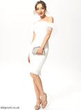 Sheath/Column Crepe Feather Stretch Cocktail Dresses Knee-Length With Cocktail Off-the-Shoulder Nayeli Dress