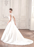 Ruffle Lace Wedding Court V-neck Train Satin Dress Amirah With Ball-Gown/Princess Wedding Dresses