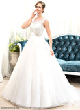 Train Beading With Sequins Dress Wedding Dresses Organza Ball-Gown/Princess Rayna Sweep Lace Wedding Neck Scoop