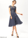 Dress Ruffles Scoop Chiffon Maliyah Cocktail Dresses Cocktail Knee-Length With Lace Cascading A-Line Neck
