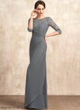 With Bride Lace the Neck Floor-Length Scoop Sheath/Column Chiffon Sariah Dress of Mother Mother of the Bride Dresses Ruffle