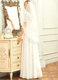 Chiffon Scoop Floor-Length Wedding Dresses Dress Neck Lace Kathryn A-Line Wedding