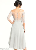 Off-the-Shoulder Asymmetrical Beading A-Line Chiffon Dress Lace Lesly With Cocktail Dresses Cocktail