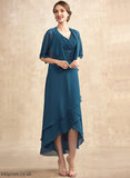 Dress Beading With Mother Chiffon Bride V-neck of Mother of the Bride Dresses A-Line Sequins Mignon the Asymmetrical Ruffle