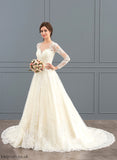 Wedding Ball-Gown/Princess Tulle Illusion Dress Emmy Lace Train Court Wedding Dresses