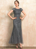Mother of the Bride Dresses Tulle Dress Ankle-Length Beading Neck Scoop the Mother of Trumpet/Mermaid Sequined With Lace Sequins Stephanie Bride