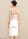 Satin Lace Dress Sheath/Column V-neck Knee-Length Wedding Dresses Ayana Wedding