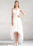 Sequins With Wedding Dresses Tulle V-neck Alyssa Beading Asymmetrical A-Line Dress Ruffle Wedding