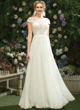 With Dress A-Line Illusion Floor-Length Sequins Wedding Briana Lace Wedding Dresses