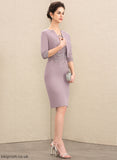 the Mother Audrey Chiffon Bride of Knee-Length Lace Neck Dress Mother of the Bride Dresses Sheath/Column Scoop