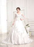 Dress Lace Wedding Dresses Ball-Gown/Princess With Beading Appliques V-neck Sadie Train Satin Wedding Chapel