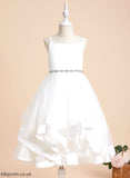 Girl Sleeveless Straps A-Line - Ashleigh Flower Satin/Tulle Dress With Tea-length Beading Flower Girl Dresses