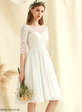 Wedding Dresses A-Line Chiffon Sequins Wedding Knee-Length Lace With Dress Abby