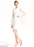Brynlee Sheath/Column Knee-Length Wedding Dress Scoop Wedding Dresses Lace Neck