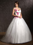 Appliques Ruffle Tulle Wedding With Dress Chapel Ball-Gown/Princess Bow(s) Lace Elena Wedding Dresses Train Sweetheart