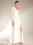 With Split Chiffon A-Line Floor-Length Wedding Wedding Dresses Front Kaylee Lace Dress V-neck