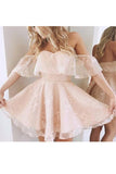Off The Shoulder A Line Homecoming Dresses Lace