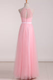 Floor Length Halter Ruched Bodice A Line Tulle Bridesmaid Dresses