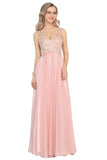 A Line Spaghetti Straps Prom Dresses Chiffon With Beads And