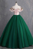 Off The Shoulder Floor Length Prom Dress With Appliques, Puffy Quinceanera