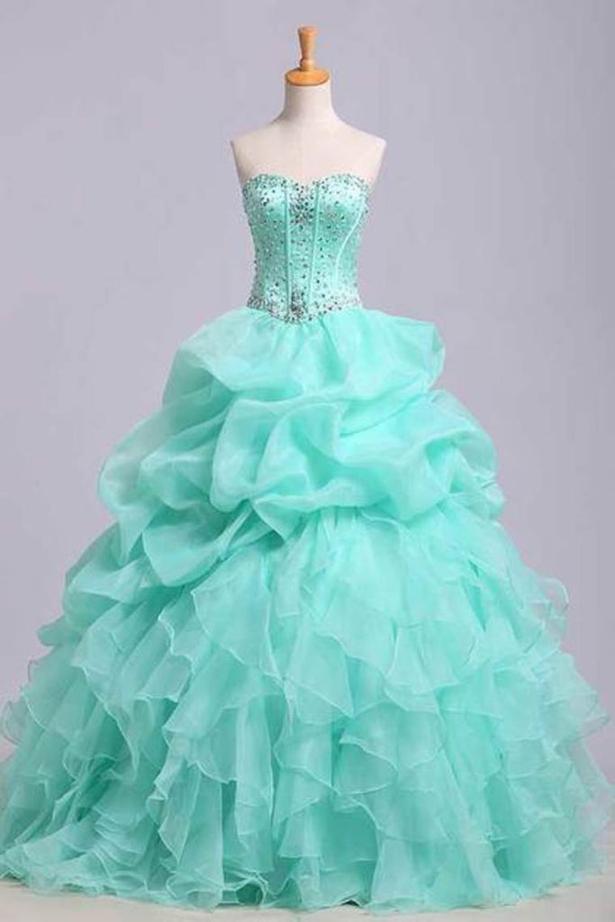Ball Gown Sweetheart Jewel Beaded Bodice Bubble And Ruffled Skirt