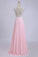V-Neck A-Line/Princess Prom Dress Tulle&Chiffon With Beads And
