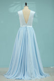 A Line Prom Dresses Short Sleeves Satin & Chiffon With
