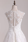 New Arrival Square A Line Wedding Dresses With Applique Tulle Tea Length