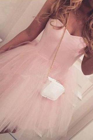 Adorable A-line Sweetheart Short Pink Tulle Homecoming Dress/Party Dress