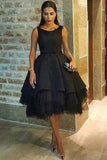 Generous Open Back Knee-Length Black Homecoming Dress with Appliques Beading