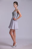 Off The Shoulder A-Line Homecoming Dresses With Applique Tulle And Chiffon