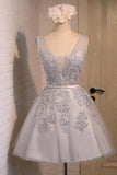 New Arrival A Line Straps Tulle & Appliques Homecoming Dresses With