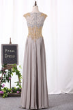 Evening Dresses A Line Scoop Chiffon With Applique And
