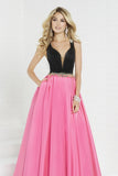 New Arrival A Line V Neck Satin With Beads Prom