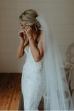 Charming Ivory V Neck Mermaid Strapless Lace Appliques Wedding Dresses, Bridal Dresses STB15506